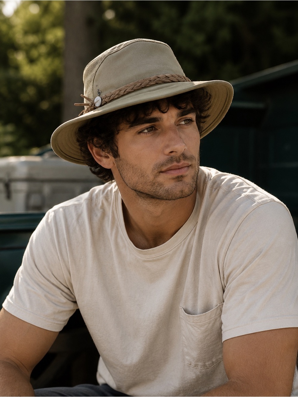 Barmah 1057 Canvas Drover Airflow Hat – Khaki Tan Vented Safari Outback Hat